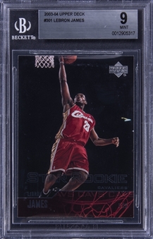 2003-04 Upper Deck #301 LeBron James Rookie Card - BGS MINT 9